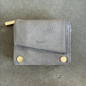Hammitt Taupe Leather Wallet with Gold Accents